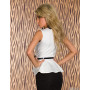 Hvit peplum topp med belte